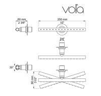 MEDIDAS CABEZAL DUCHA ORIENTABLE VOLA